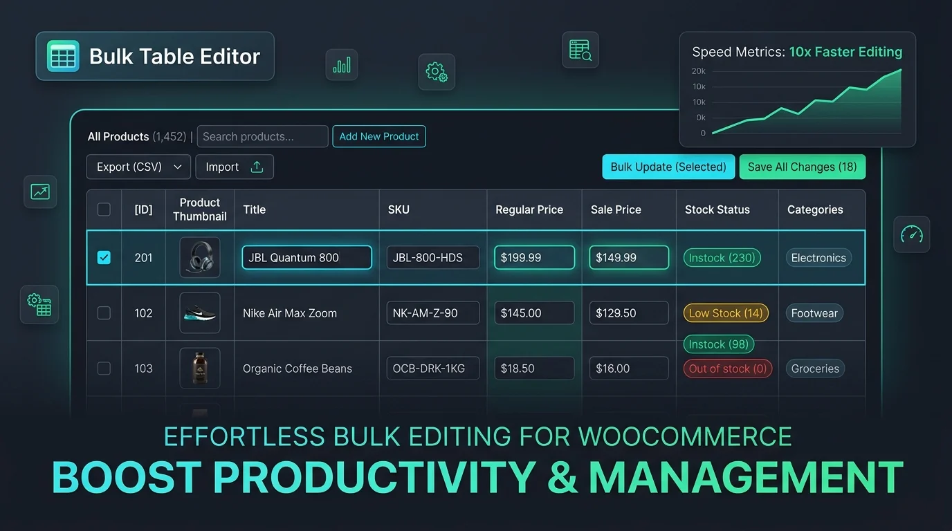 Bulk Table Editor for WooCommerce